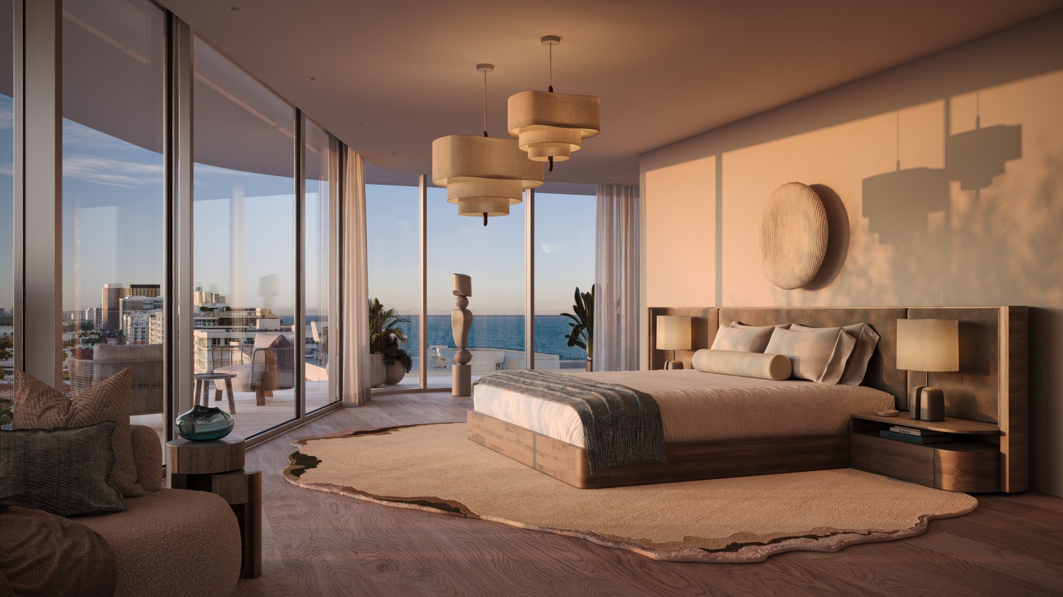 Inspired by organic elements such as carved sea forms, stones, and native flora, the spaces reflect a harmonious balance between the natural world and human touch.