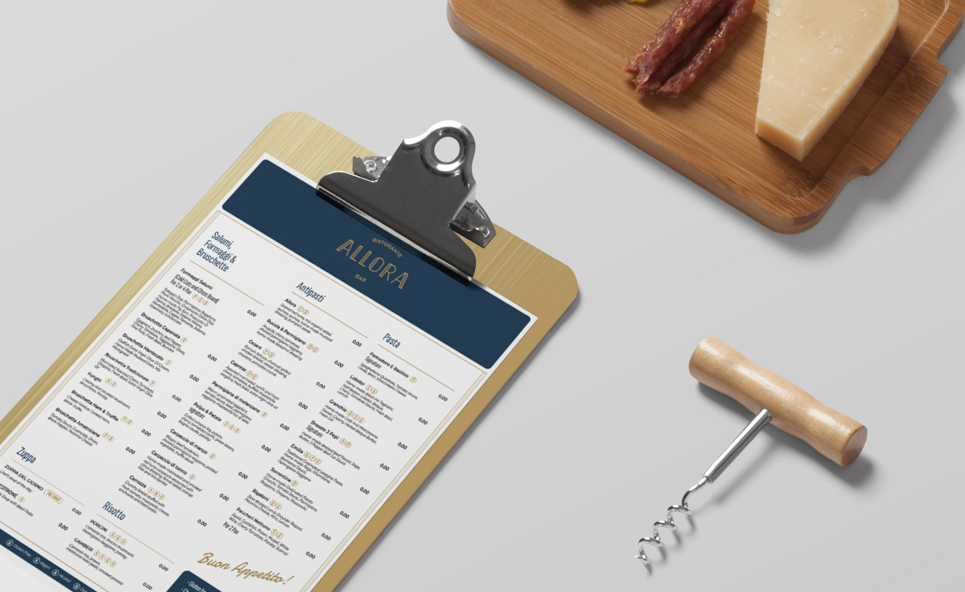Clipboard with a menu titled 