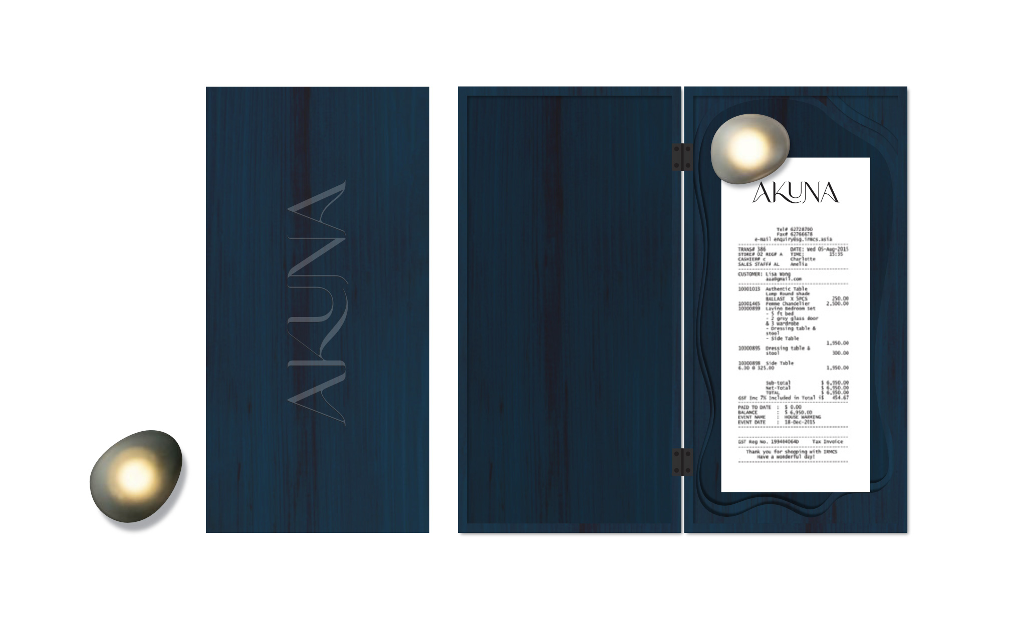 Dark blue menu cover with 