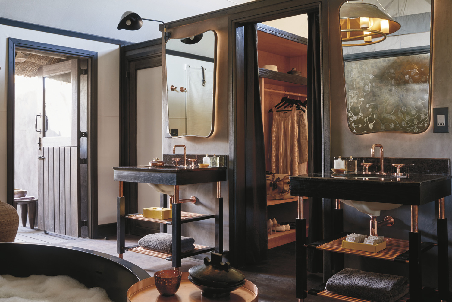 A luxury African safari lodge, characterised by design rooted in cultural nuance and bespoke details throughout.
